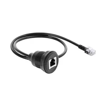 Delock RJ12 vīrišķais uz RJ12 sievišķo paneļmontāžas kabelis 50 cm melns