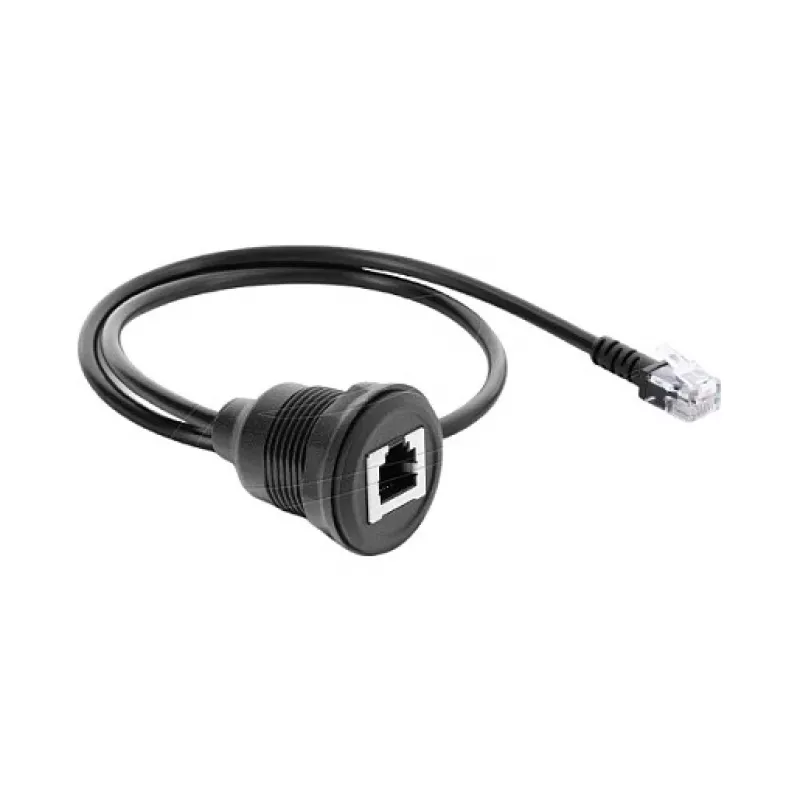 Delock RJ12 vīrišķais uz RJ12 sievišķo paneļmontāžas kabelis 50 cm melns