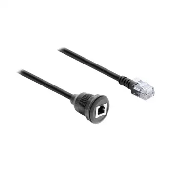 Delock RJ12 vīrišķais uz RJ12 sievišķo paneļmontāžas kabelis 50 cm melns