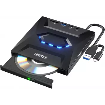 Unitek ārējais DVD/CD rakstītājs, USB 5Gbps centrmezgls, SD karšu lasītājs T1037A01
