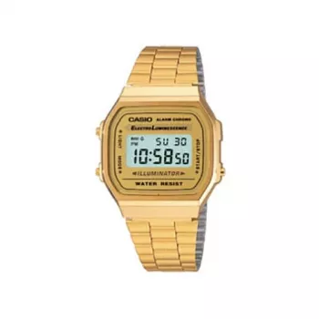 Casio A168WG-9WDF Vintage Unisex Digital Watch with Stainless Steel Band, Gold