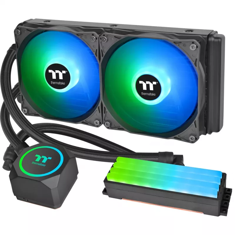Thermaltake Floe RC 240 All-in-One šķidruma CPU dzesētājs ar integrētu RAM ūdens bloku, 240mm radiators, 2x 120mm ARGB PWM ventilatori, Intel/AMD