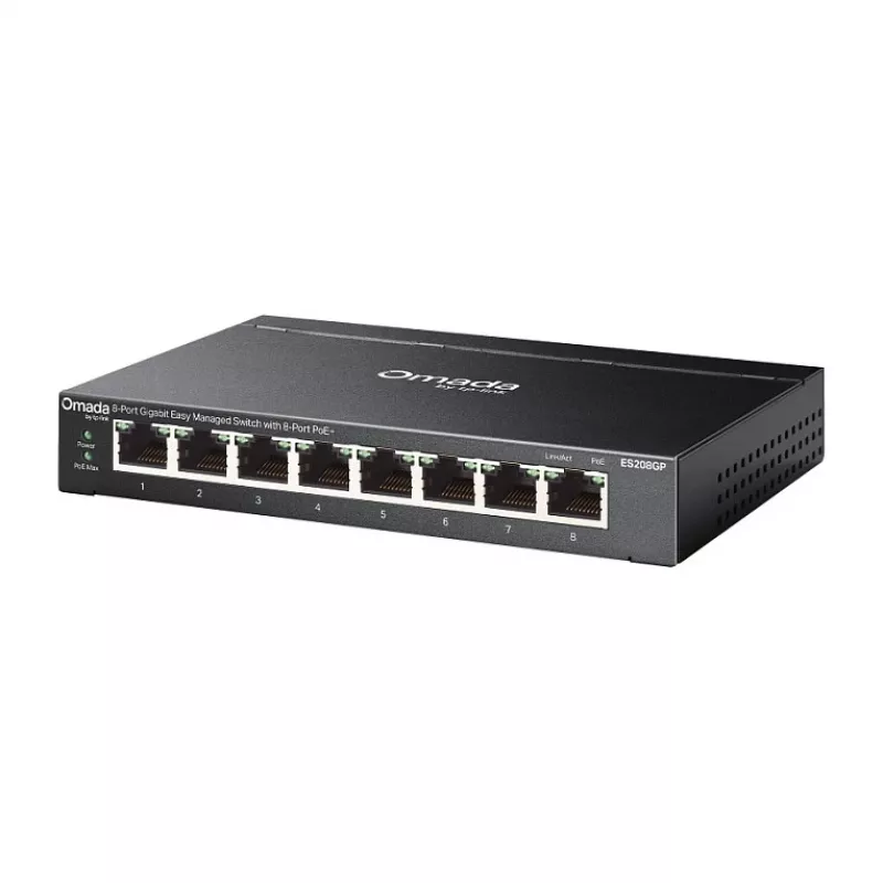 TP-Link Omada ES208GP PoE+ 8-Port Gigabit Smart Managed Switch ar 61W PoE budžetu