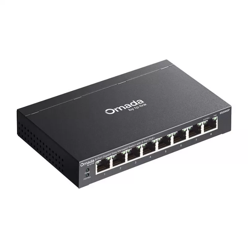 TP-Link Omada ES208GP PoE+ 8-Port Gigabit Smart Managed Switch ar 61W PoE budžetu