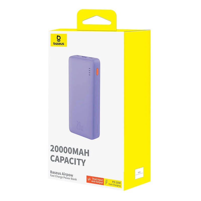 Baseus Airpow - 20 000 mAh 20W Power Bank (Violeta)
