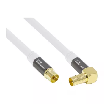 Good Connections SmartFLEX SAT antennas kabelis, IEC/Coax leņķa tēviņš uz mātīti, apzeltīts, četrkāršs ekranējums, 120 dB, balts, 2 m (GC-M2063)