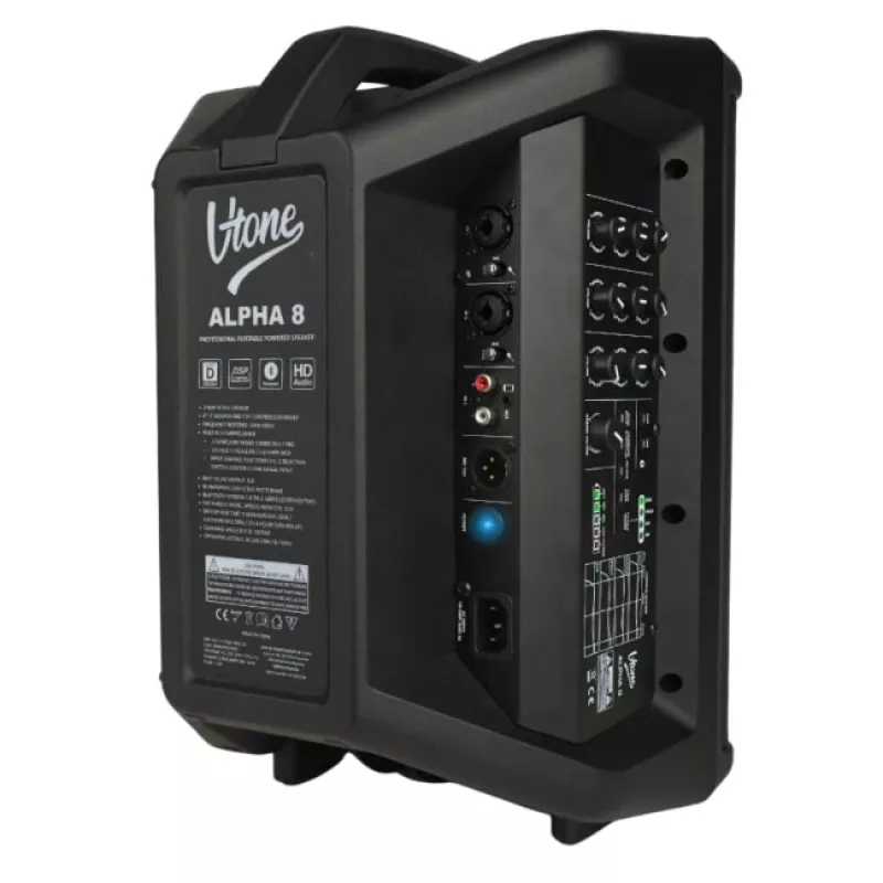 V-TONE ALPHA 8 Active Battery Column PA System ar iebūvētu mikseri, 300W RMS, 8 inch zemfrekvenču skaļrunis, Bluetooth, USB/SD, reverb
