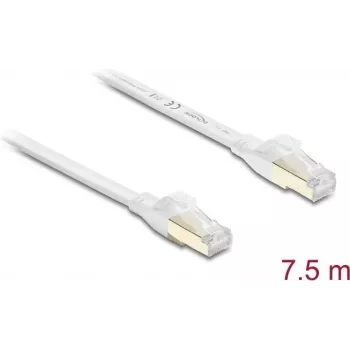 Delock RJ45 Flat Patch Cable Cat.8.1 U/FTP līdz 40 Gbps 7,5 m Balts (81029)