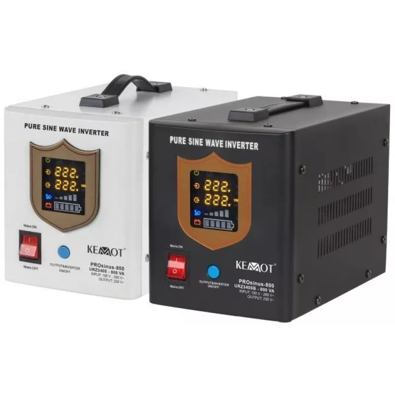 KEMOT PROsinus-800 Nepārtrauktās barošanas avots 800VA/500W Tīrs sinusoidāls vilnis 12V 230V Melns