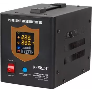 KEMOT PROsinus-800 Nepārtrauktās barošanas avots 800VA/500W Tīrs sinusoidāls vilnis 12V 230V Melns