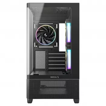 DeepCool CG380U Mid-Tower korpuss, rūdīts stikls, 3x 120mm ARGB ventilatori, melns