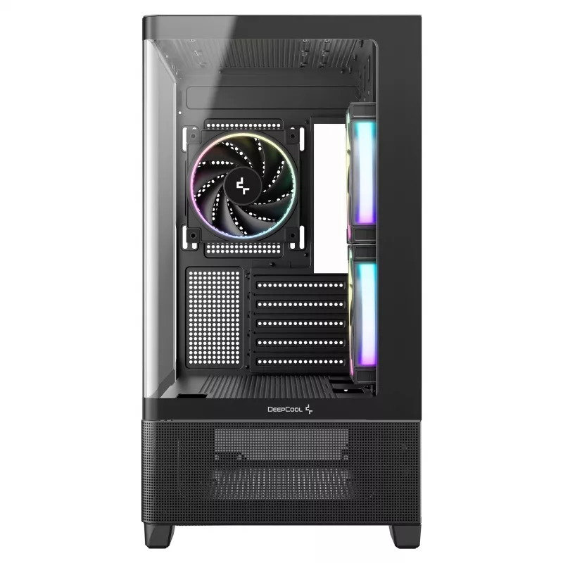 DeepCool CG380U Mid-Tower korpuss, rūdīts stikls, 3x 120mm ARGB ventilatori, melns
