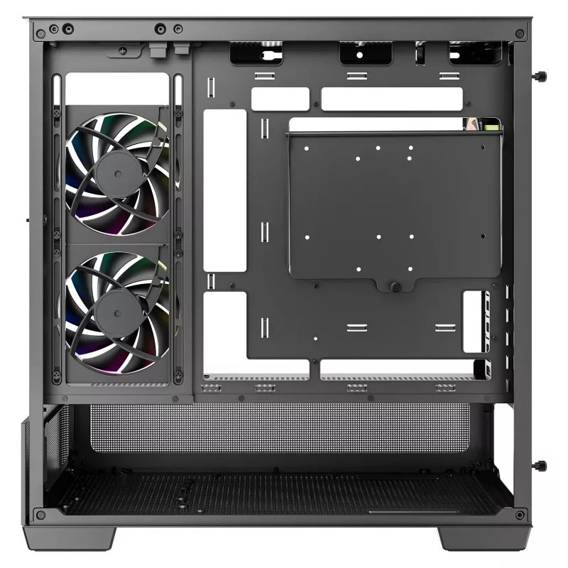 DeepCool CG380U Mid-Tower korpuss, rūdīts stikls, 3x 120mm ARGB ventilatori, melns