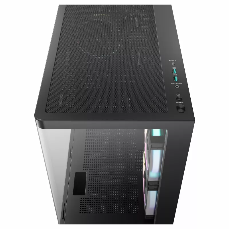 DeepCool CG380U Mid-Tower korpuss, rūdīts stikls, 3x 120mm ARGB ventilatori, melns