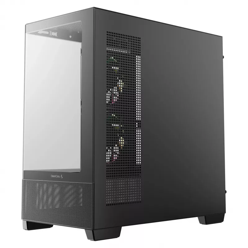 DeepCool CG380U Mid-Tower korpuss, rūdīts stikls, 3x 120mm ARGB ventilatori, melns
