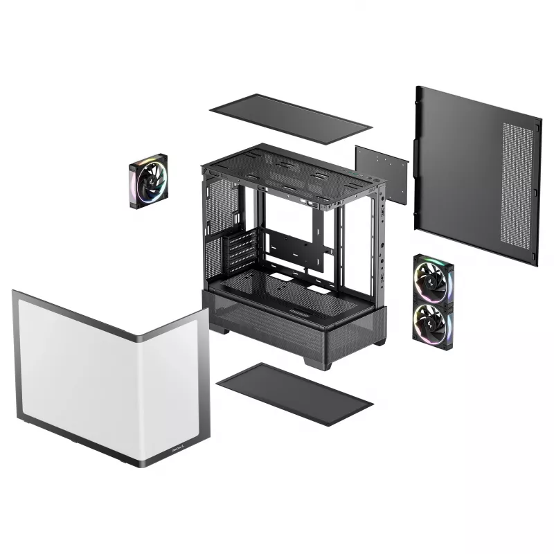 DeepCool CG380U Mid-Tower korpuss, rūdīts stikls, 3x 120mm ARGB ventilatori, melns