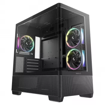 DeepCool CG380U Mid-Tower korpuss, rūdīts stikls, 3x 120mm ARGB ventilatori, melns