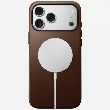 NOMAD Modern Leather Case for iPhone 17 Pro Max, Horween Leather, Rustic Brown, MagSafe Compatible