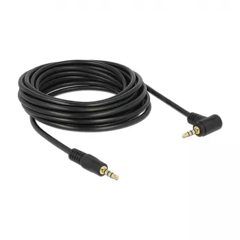 Delock 3.5 mm 4 kontaktu stereo jack audio kabelis, vīrišķais uz vīrišķo, leņķveida, 5 m, melns