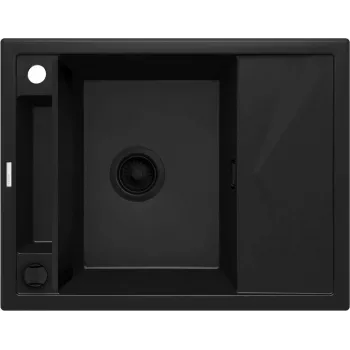 DEANTE Black Nero Matt Magnetic 1-Bowl Granite Sink with Drainer