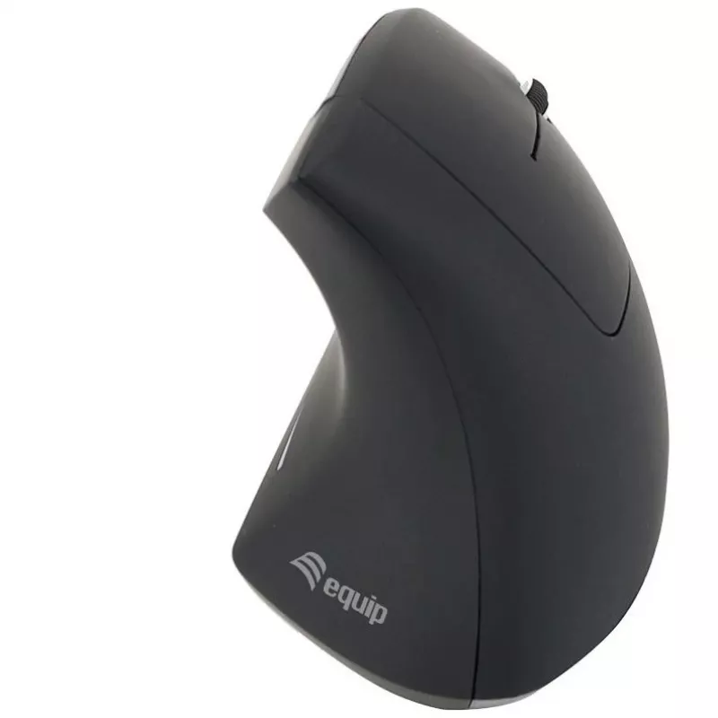 Equip 245110 Vertikāla ergonomiska bezvadu pele - labās rokas lietotājiem - 2,4 GHz - USB uztvērējs - Melna