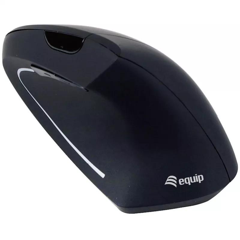 Equip 245110 Vertikāla ergonomiska bezvadu pele - labās rokas lietotājiem - 2,4 GHz - USB uztvērējs - Melna