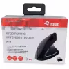 Equip 245110 Vertikāla ergonomiska bezvadu pele - labās rokas lietotājiem - 2,4 GHz - USB uztvērējs - Melna