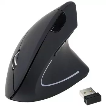 Equip 245110 Vertikāla ergonomiska bezvadu pele - labās rokas lietotājiem - 2,4 GHz - USB uztvērējs - Melna
