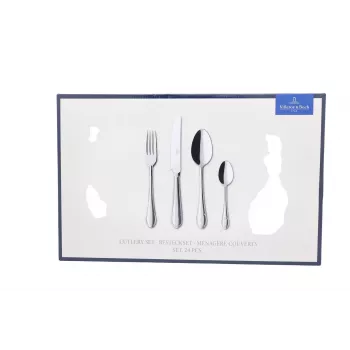 Villeroy & Boch Mademoiselle 24-detaļu galda piederumu komplekts, 18/10 nerūsējošais tērauds, pulēts, piemērots trauku mazgājamai mašīnai, 6 vietu komplektācijas