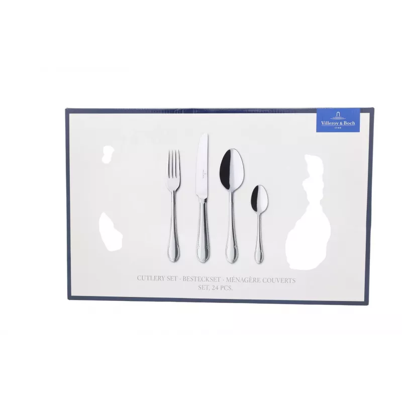 Villeroy & Boch Mademoiselle 24-detaļu galda piederumu komplekts, 18/10 nerūsējošais tērauds, pulēts, piemērots trauku mazgājamai mašīnai, 6 vietu komplektācijas