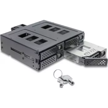 Delock 5.25 inch montāžas rāmis 4 x 2.5 inch SATA vai SAS HDD / SSD ar slēdzeni
