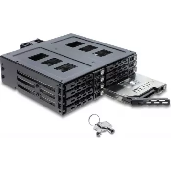 Delock 5.25 inch Wechselrahmen für 8 x 2.5 inch SATA oder SAS HDD / SSD mit Schloss