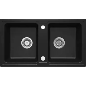 DEANTE ZORBA 2-Bowl Granite Composite Kitchen Sink Black 780mm