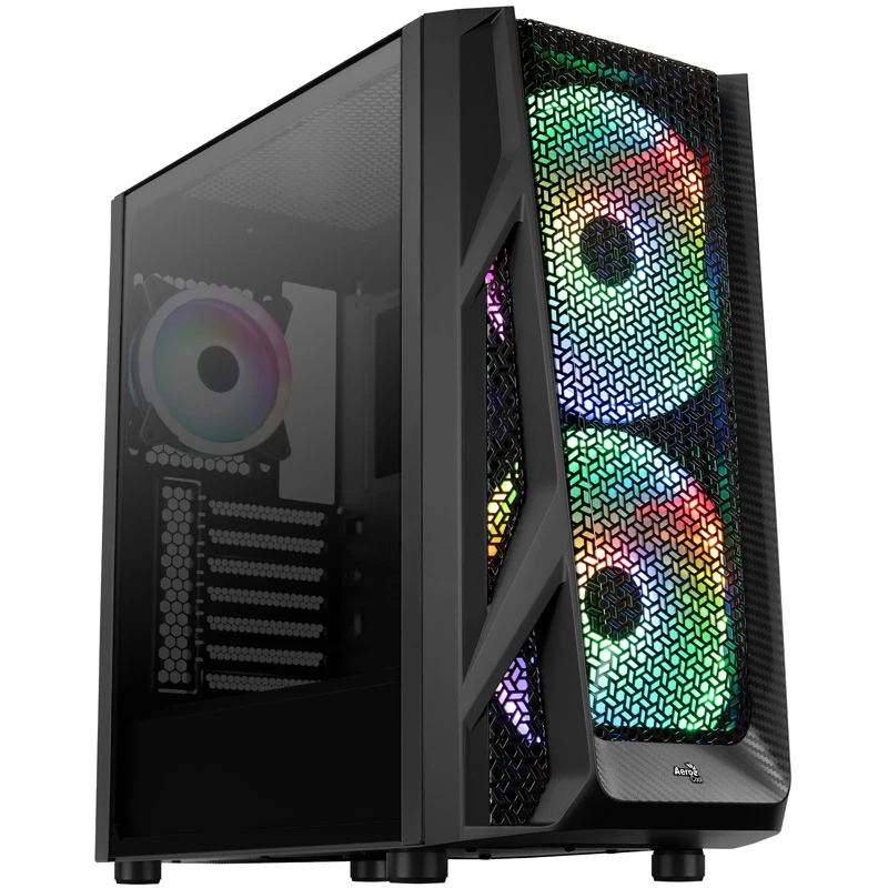 Aerocool AirHawk Duo Midi-Tower, rūdīts stikls - melns