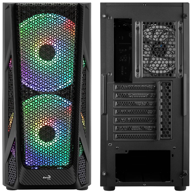 Aerocool AirHawk Duo Midi-Tower, rūdīts stikls - melns