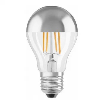 LEDVANCE LED spuldze 6.5W E27 650lm 2700K silta balta Sudraba kronis 300°