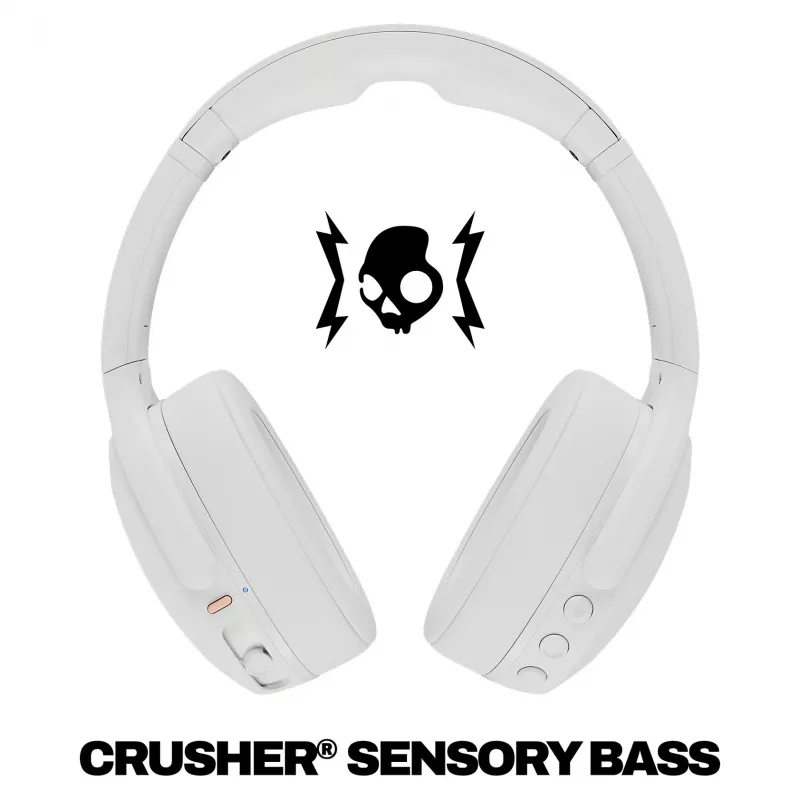Skullcandy Crusher Evo bezvadu austiņas ar Sensory Bass, Bluetooth 5.0, 40 stundu akumulators, balta