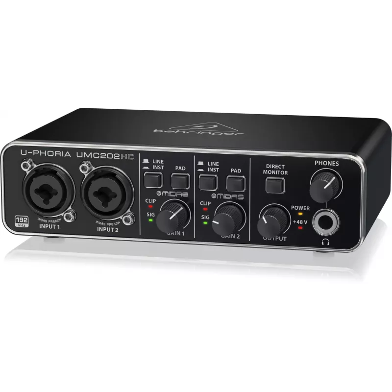 Behringer UMC202HD USB Audio Interfeiss ar MIDAS priekšpastiprinātājiem