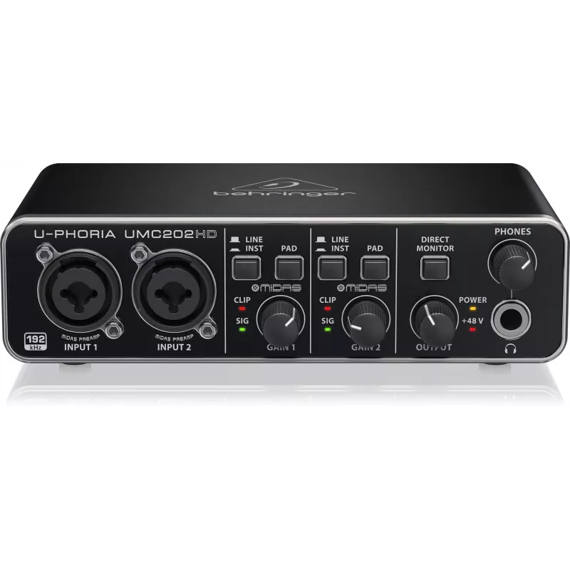 Behringer UMC202HD USB Audio Interfeiss ar MIDAS priekšpastiprinātājiem