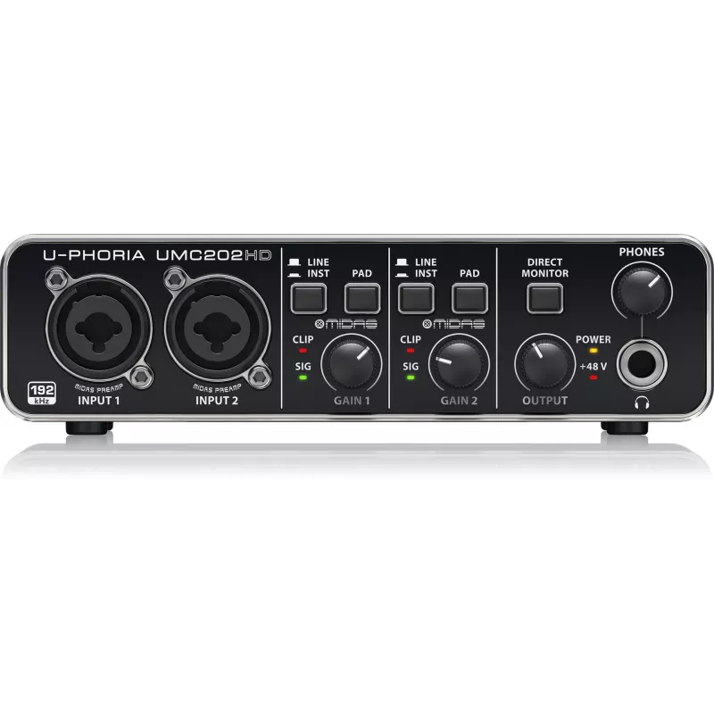 Behringer UMC202HD USB Audio Interfeiss ar MIDAS priekšpastiprinātājiem