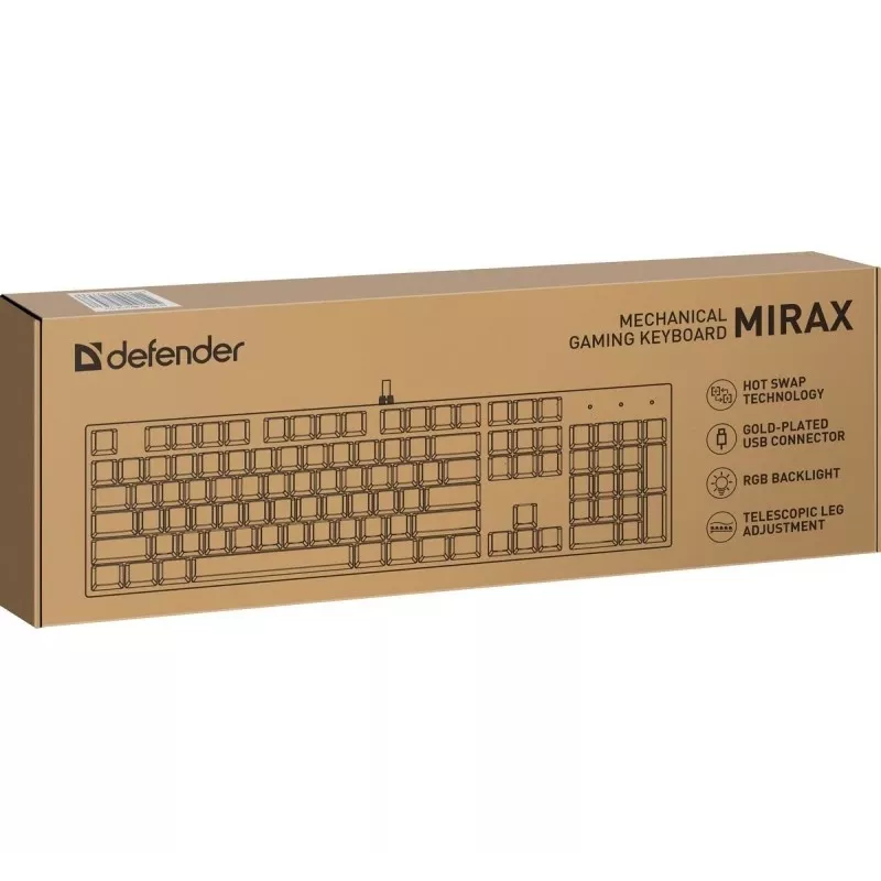 Defender Mirax GK-352 Mechanical Gaming Keyboard, Outemu Blue Switches, RGB Backlight, Wired USB, Black