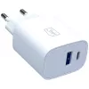 3MK FlowPower 30W USB-A USB-C PD 3.0 QC 4+ sienas lādētājs balts
