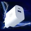 3MK FlowPower 30W USB-A USB-C PD 3.0 QC 4+ sienas lādētājs balts