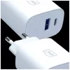 3MK FlowPower 30W USB-A USB-C PD 3.0 QC 4+ sienas lādētājs balts