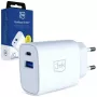 3MK FlowPower 30W USB-A USB-C PD 3.0 QC 4+ sienas lādētājs balts