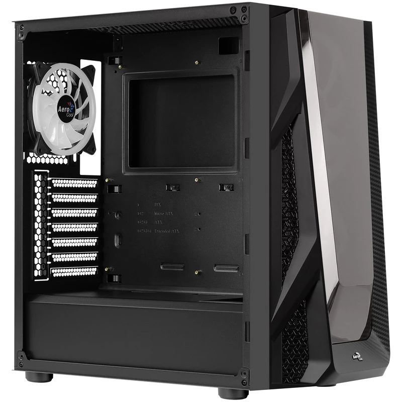 Aerocool NightHawk Duo Midi-Tower, rūdīts stikls - melns