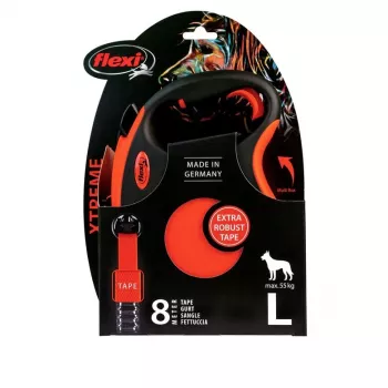 FLEXI XTREME L Izvelkamā suņu pavada ar lenti 8m - līdz 55kg Oranža