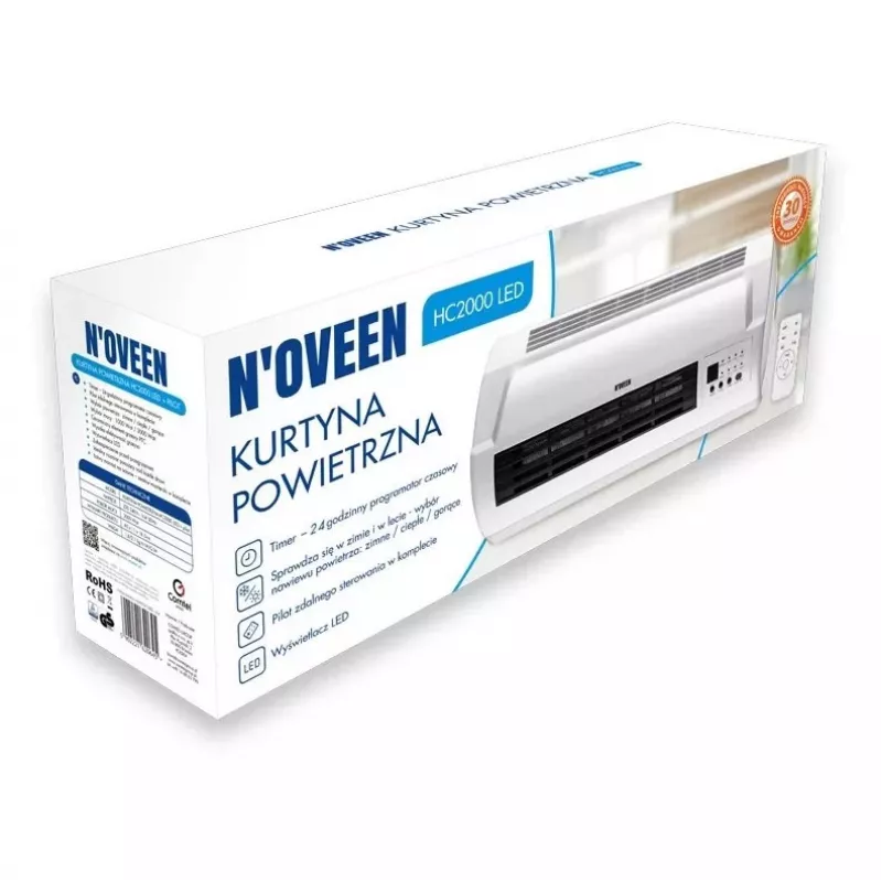 N'OVEEN HC2000 LED Gaisa aizkara sildītājs 2000W Balts
