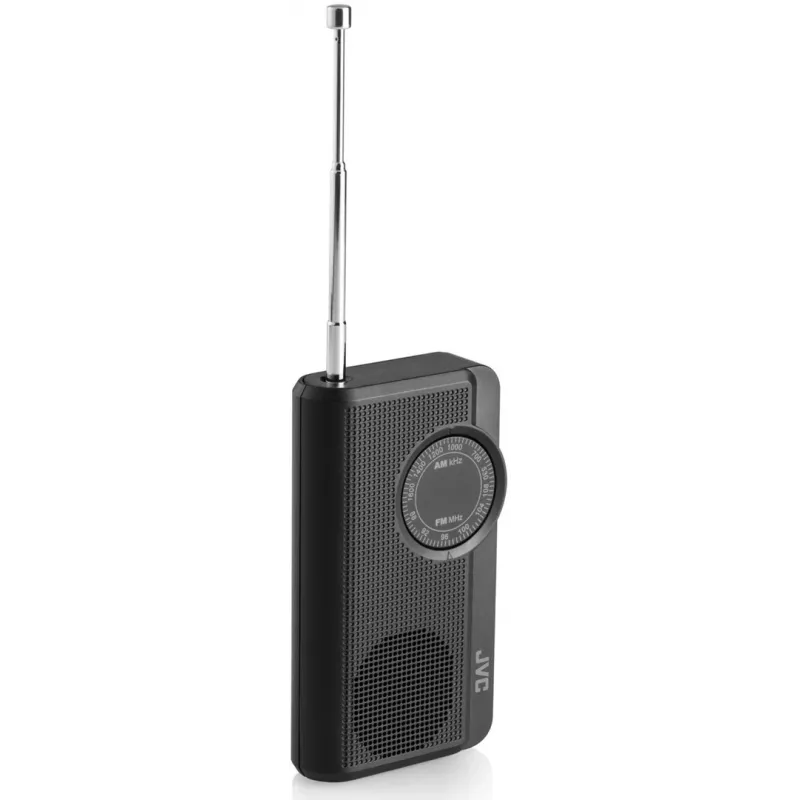 JVC RA-E311B Pārnēsājams AM/FM radio ar teleskopisko antenu un pārnēsāšanas rokturi, melns
