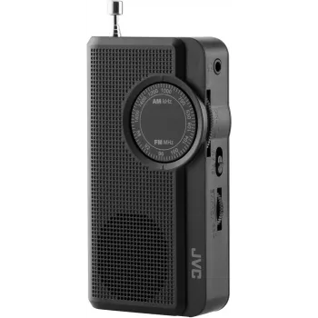 JVC RA-E311B Pārnēsājams AM/FM radio ar teleskopisko antenu un pārnēsāšanas rokturi, melns